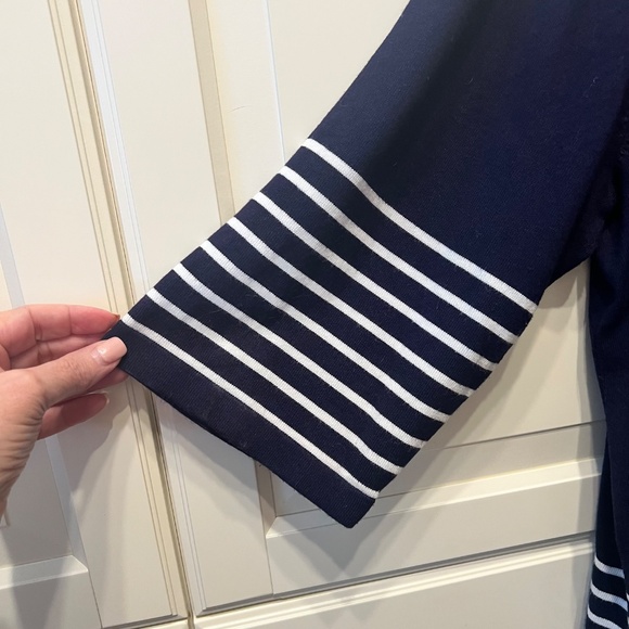 SUZANNE BETRO WEEKEND Navy‎ & White Stripe Top Tunic Sweater (Plus 3X/4X) - Picture 3 of 10